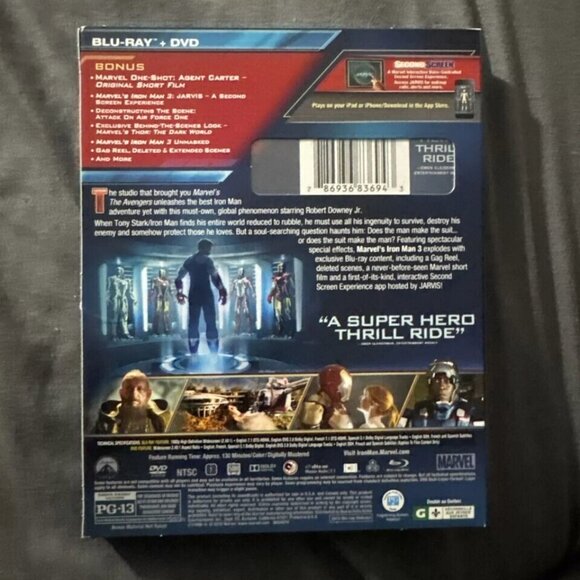 Iron Man 3 (Blu-ray/DVD, 2013, 2-Disc Set) With Slipcover Please read - Picture 2 of 2